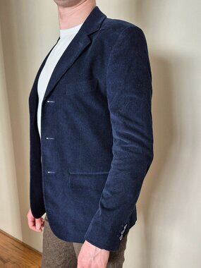 Agnes B. Homme Paris Navy Corduroy Blazer